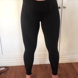 Black Lululemon Long Leggings with Fishnet Detail